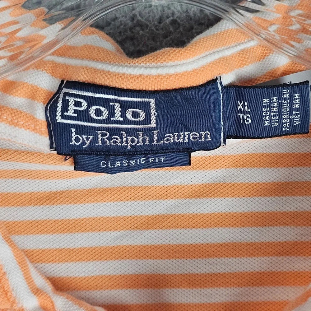 Polo Ralph Lauren Polo Mens XL Orange Striped Classic Fit Pocket Pony Logo Short
